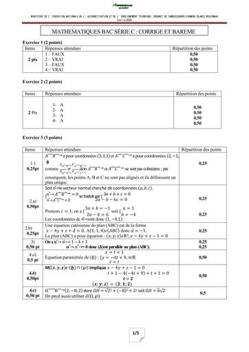 BAC BLANC 2026 DRENA YAMOUSSOUKRO SUJET MATHS SERIE C (SUJET) by TEHUA