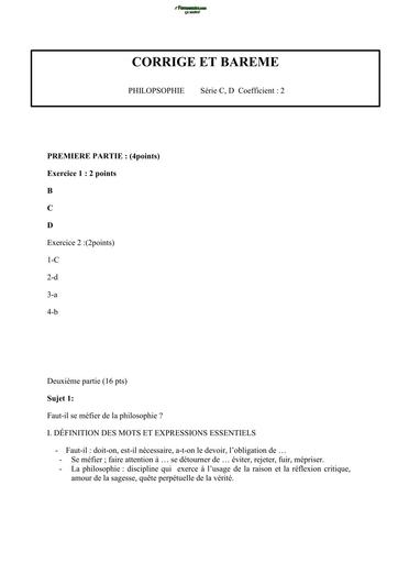 BAC blanc MARS 2026 PHILO SERIE CD BAREME Drena By TEHUA