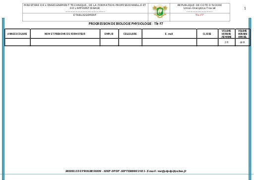 PROGRESSION biologie Tle F7