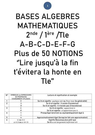 BASES MATHEMATIQUES 2nde-1ere-Tle A-B-C-D-E-F-G by DJAHA