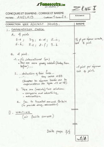 Corrigé anglais BEPC 2010 Zone 1