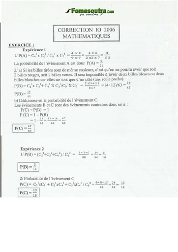 Corrigé de Maths CAFOP 2006