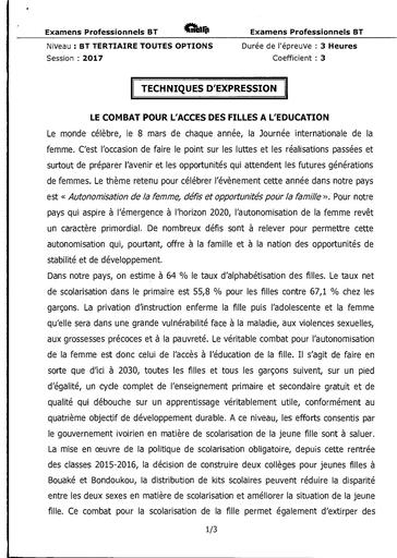 BT 2017 TERTIAIRE TOUTES OPTIONS TECH EXPRESSION BY Tehua