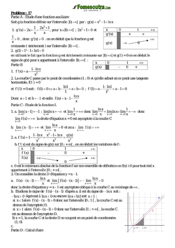 Corrigé Problème 17 de maths niveau Terminale scientifique et BTS