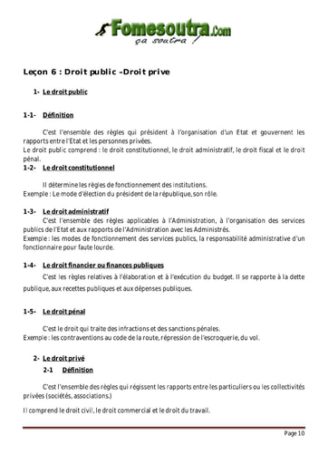 La loi - Droit public – Droit privé - Droit 2nd G1 et G2