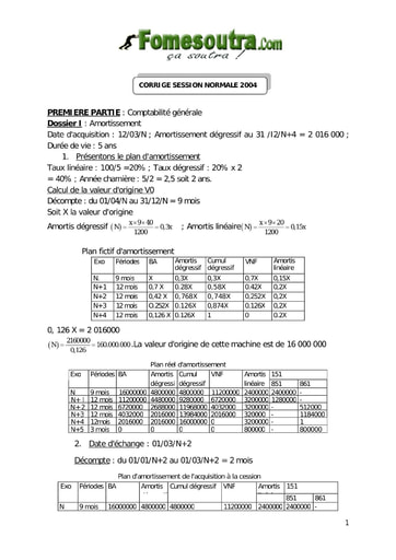 Corrigé d'étude de cas BAC G2 2004