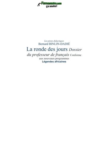 ETUDE D'OEUVRE INTEGRALE La ronde des jours CLASSE 1ière BY TEHUA