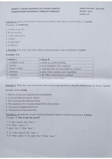 Partielle 2023 Anglais niveau 5ieme by Tehua