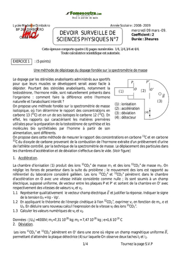 Devoir (6) de Physique niveau Terminale C