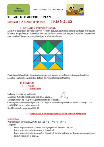 Maths 6ème L8 Triangles
