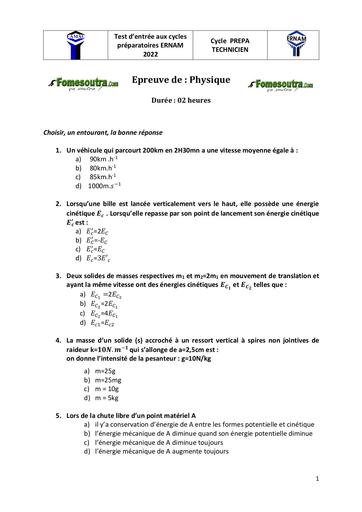 ERNAM Physique PREPA T 2022 by Tehua