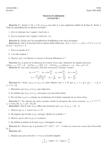 TD ANALYSE 1 de l'UPB 2021-2022