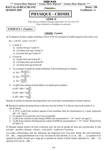 BAC BLANC REGIONAL MARS 2025 DREN MAN PC SERIE D SUJET BY TEHUA