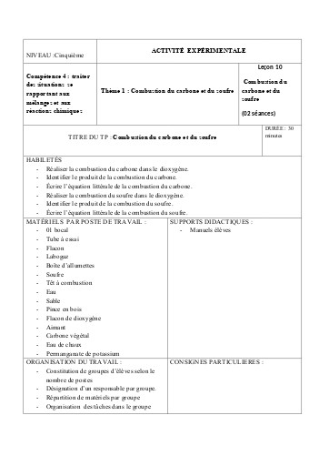 9 et 10 Combustion du carbone et du soufre