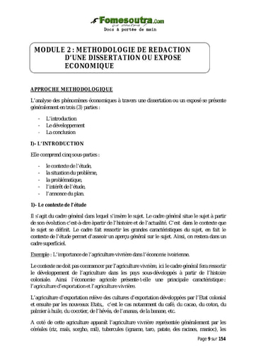 Méthodologie de rédaction d'une dissertation ou exposé économique