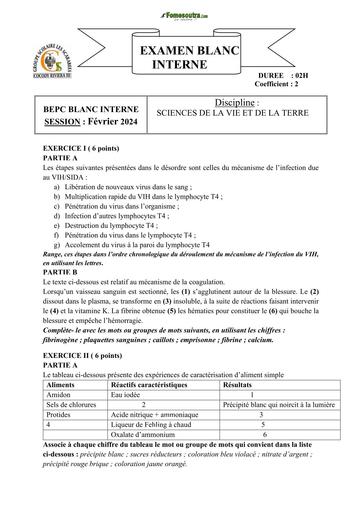 BEPC BLANC REGIONAL INTERNE MARS 2025 DREN ABIDJAN RIVIERA III COLLEGE LES SCARABEES SVT SUJET BY TEHUA