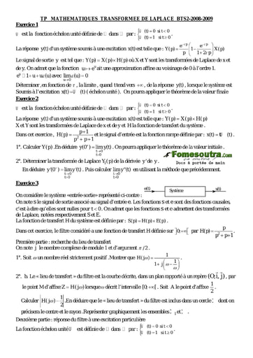 TP maths Transformée de Laplace BTS GO