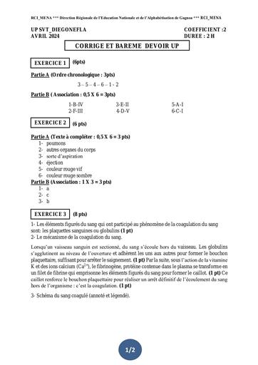 Partielle 2024 SVT dren diegonefla barème 3ieme by Tehua