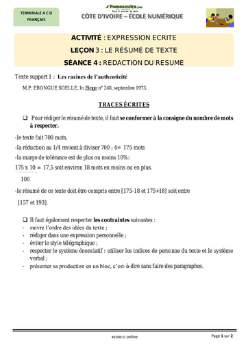 REDACTION DU RESUME