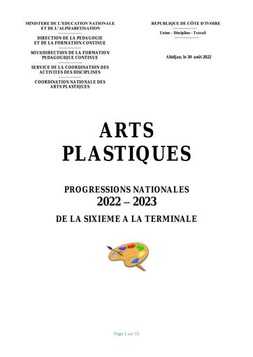 ART PLASTIQUE Progessions 2022 2023