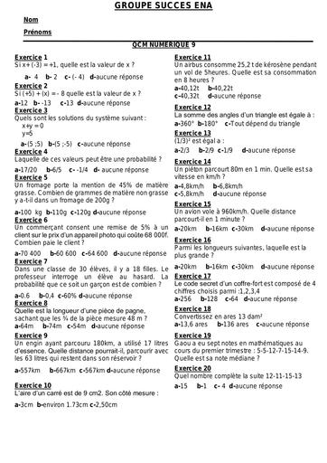 QCM APTITUDE NUMERIQUE  NUMERO 9 ENA.pdf