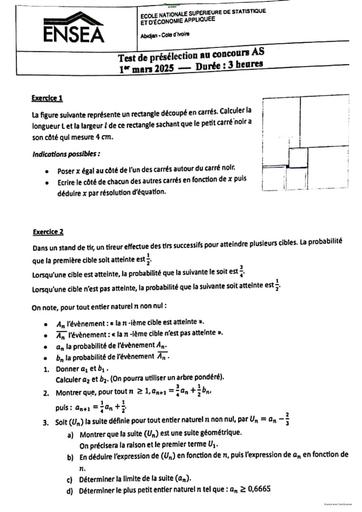 CONCOURS ENSEA Abidjan Test présélection AS 2025 by TEHUA