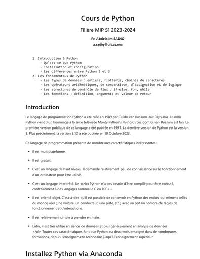 Informatiques Cours de python by Tehua