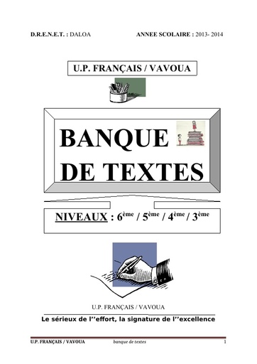 Banque de textes du 1er cycle by Tehua