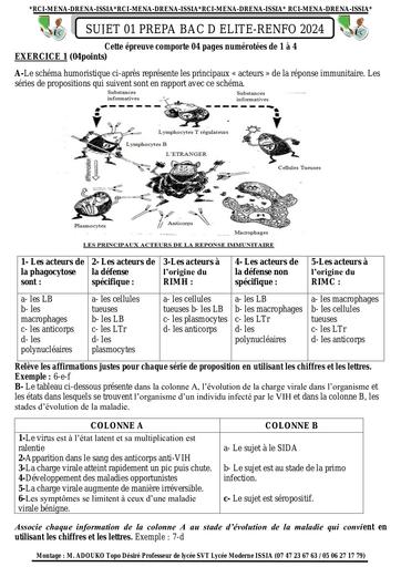 Sujet 01 prepa BAC D ELITE RENFO 2024 by Tehua