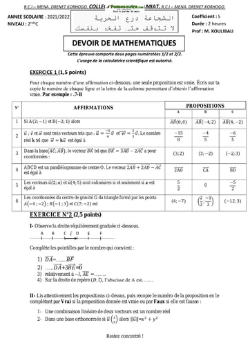 Devoir de Mathématiques 2ndeC