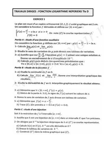 Prepa sujet Maths etude de fonction Ln by Tehua