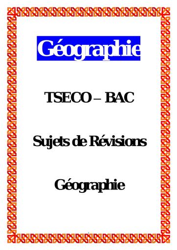 Prepa BAC Geographie TSECO 2023 by tehua