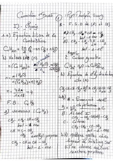 Devoir+Correction PC 1ière D by Tehua