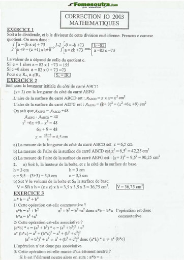 Corrigé de Maths CAFOP 2003
