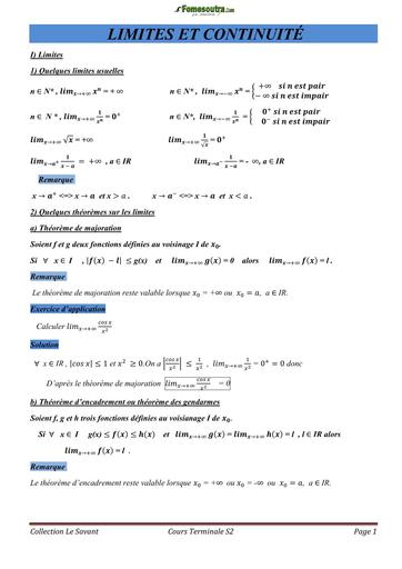 RESUMES DE COURS ET EXERCICES CORRIGES MATHS Tle D by TEHUA