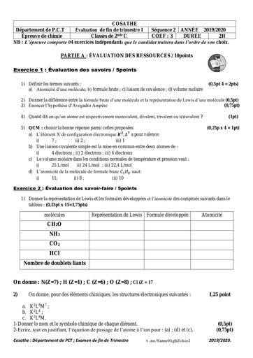 CollègeSteThérèseM Chimie 2ndeC 2èmeSéq 2019