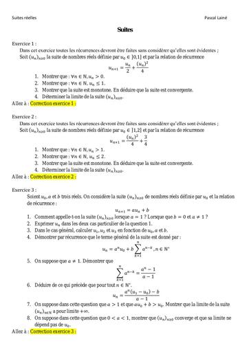 Exercices corriges suites reelles