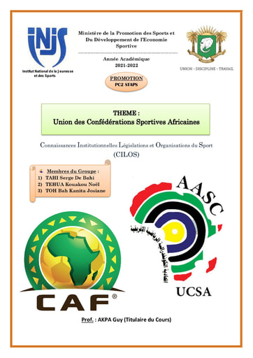 Exposé: UCSA(union des Confédérations sportives Africaines)