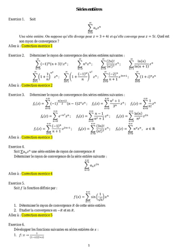 Sujets corrigés Séries entières