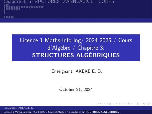 Beamer Chapitre 3 Structures Algebriq