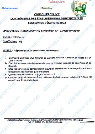 INFJ CMS INFJ 2023 ORGANISATION JUDICIAIRE CONTROLEUR DES ETABLISSEMENTS BY TEHUA