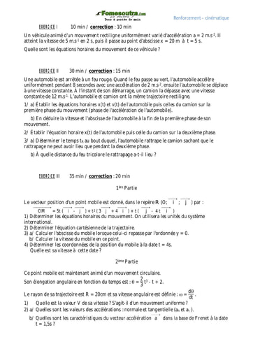 TP de Renforcement Physique (cinématique) terminale C EMPT Bingerville