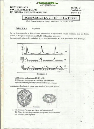 Sujet de SVT BAC blanc 2017 série C - UP Cocody 1