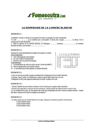 TP de physique sur la dispersion de la lumière niveau 3eme