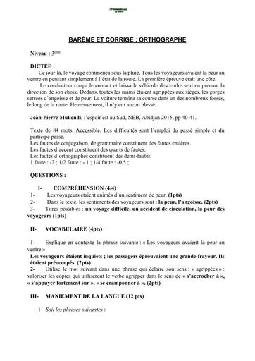 BEPC BLANC 2023 SUJET DE ORTHOGRAPHE DRENA ABIDJAN 1 BY TEHUA