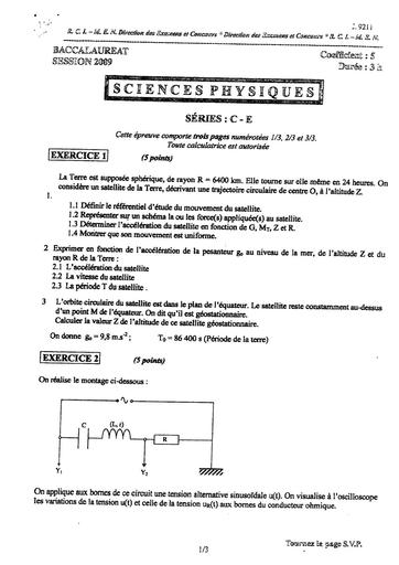 Bac c physique 2009