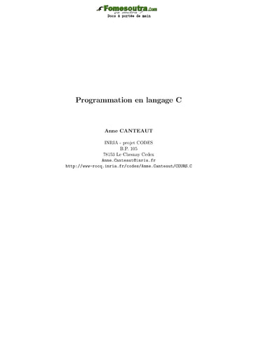 Programmation en langage C