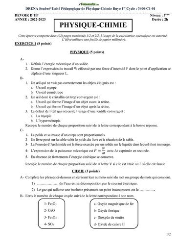 DEVOIR UP buyo 2023 PC 3ième by Tehua