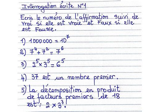 Interrogation écrite N°1 Maths niveau 5ieme 1 Collège moderne Merlan de paillet septembre 2025 by Tehua