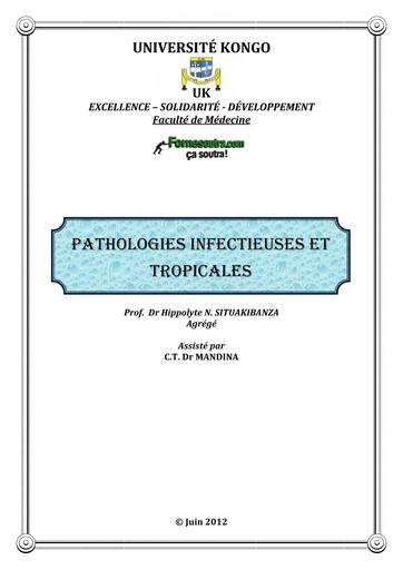 INFAS COURS Pathologies Infectieuses et Tropicales BY TEHUA